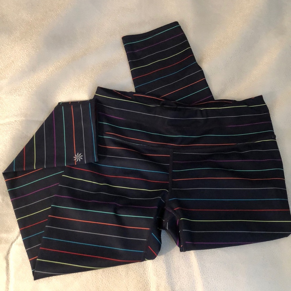 Athleta sonar multi color stripe crop capri